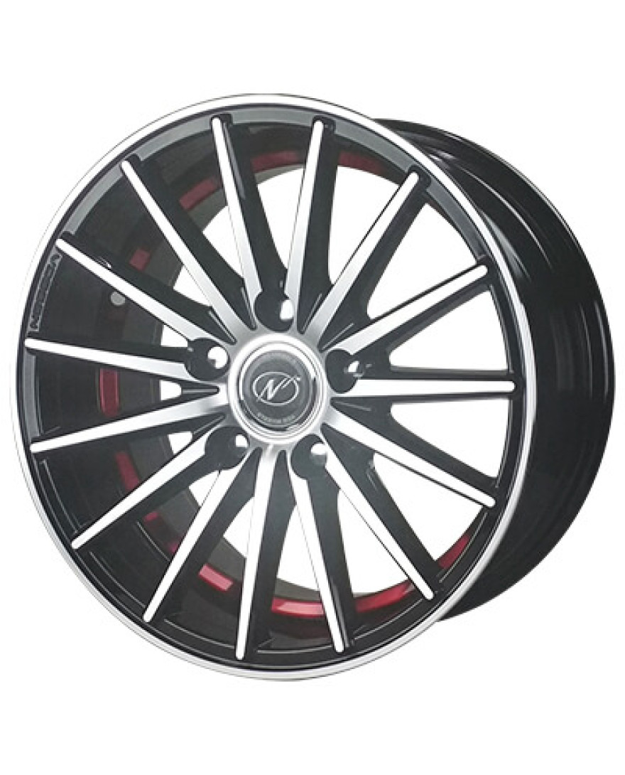 Fly in Black Machined Undercut Red finish. The Size of alloy wheel is 17x8.5 inch and the PCD is 5x114.3(SET OF 4)